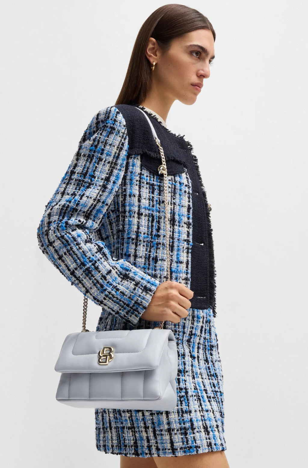 BOSS QUILTED SHOULDER BAG WITH DOUBLE B MONOGRAM HARDWARE