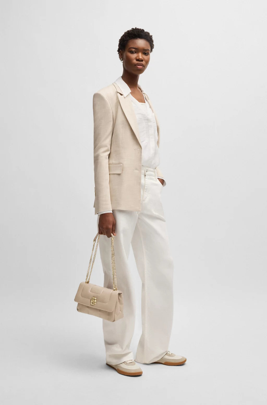 BOSS QUILTED SHOULDER BAG WITH DOUBLE B MONOGRAM HARDWARE