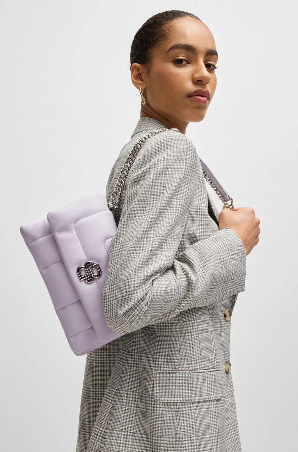 BOSS QUILTED SHOULDER BAG WITH DOUBLE B MONOGRAM HARDWARE