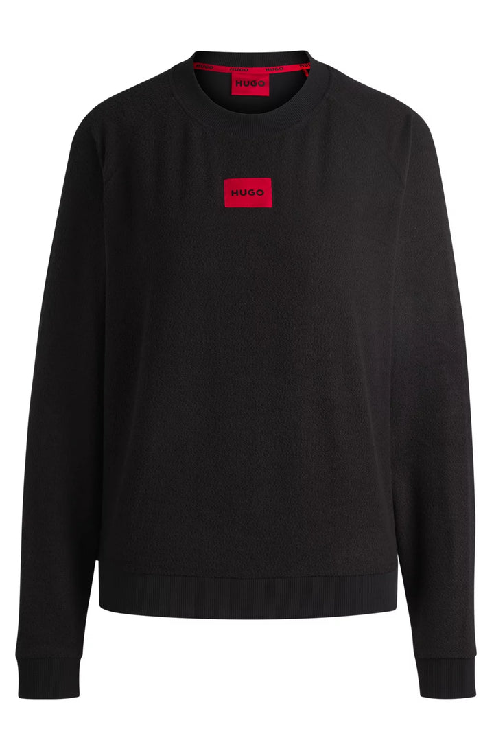 HUGO RELAXED-FIT SWEATSHIRT IN TERRY WITH RED LOGO LABEL