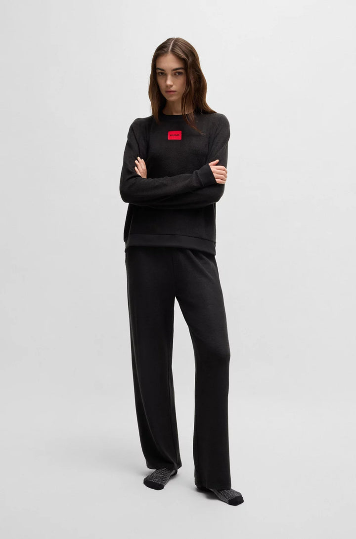 HUGO RELAXED-FIT SWEATSHIRT IN TERRY WITH RED LOGO LABEL
