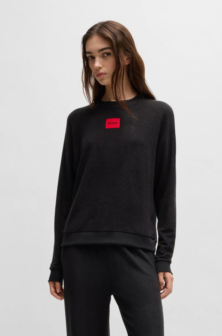 HUGO RELAXED-FIT SWEATSHIRT IN TERRY WITH RED LOGO LABEL