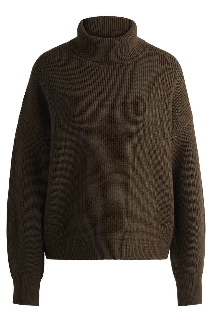 BOSS RIBBED ROLLNECK SWEATER IN WOOL