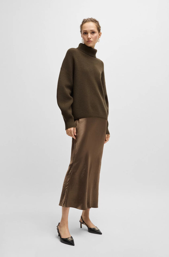 BOSS RIBBED ROLLNECK SWEATER IN WOOL