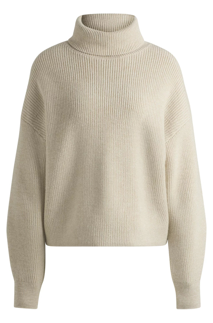 BOSS RIBBED ROLLNECK SWEATER IN WOOL
