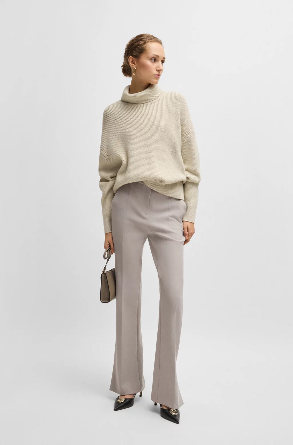 BOSS RIBBED ROLLNECK SWEATER IN WOOL