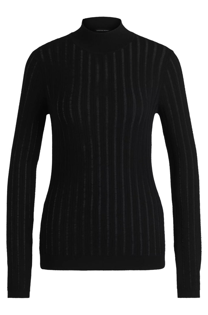 BOSS WOOL SWEATER WITH STRUCTURED STRIPES