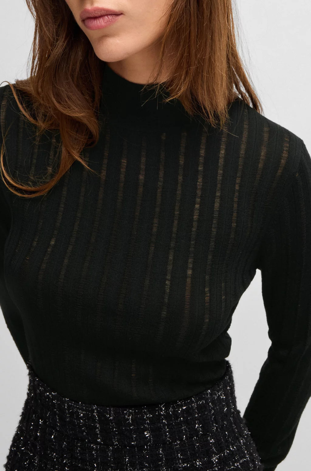 BOSS WOOL SWEATER WITH STRUCTURED STRIPES
