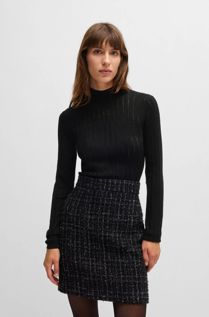 BOSS WOOL SWEATER WITH STRUCTURED STRIPES