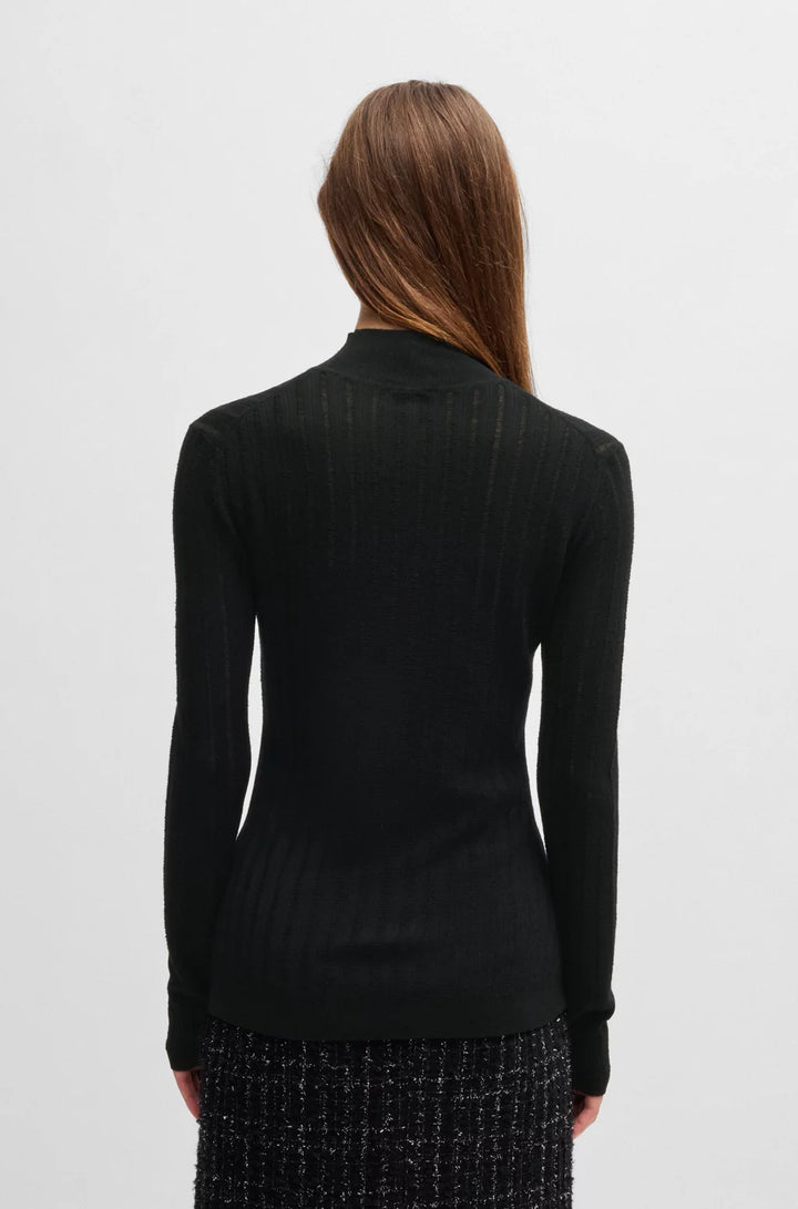 BOSS WOOL SWEATER WITH STRUCTURED STRIPES