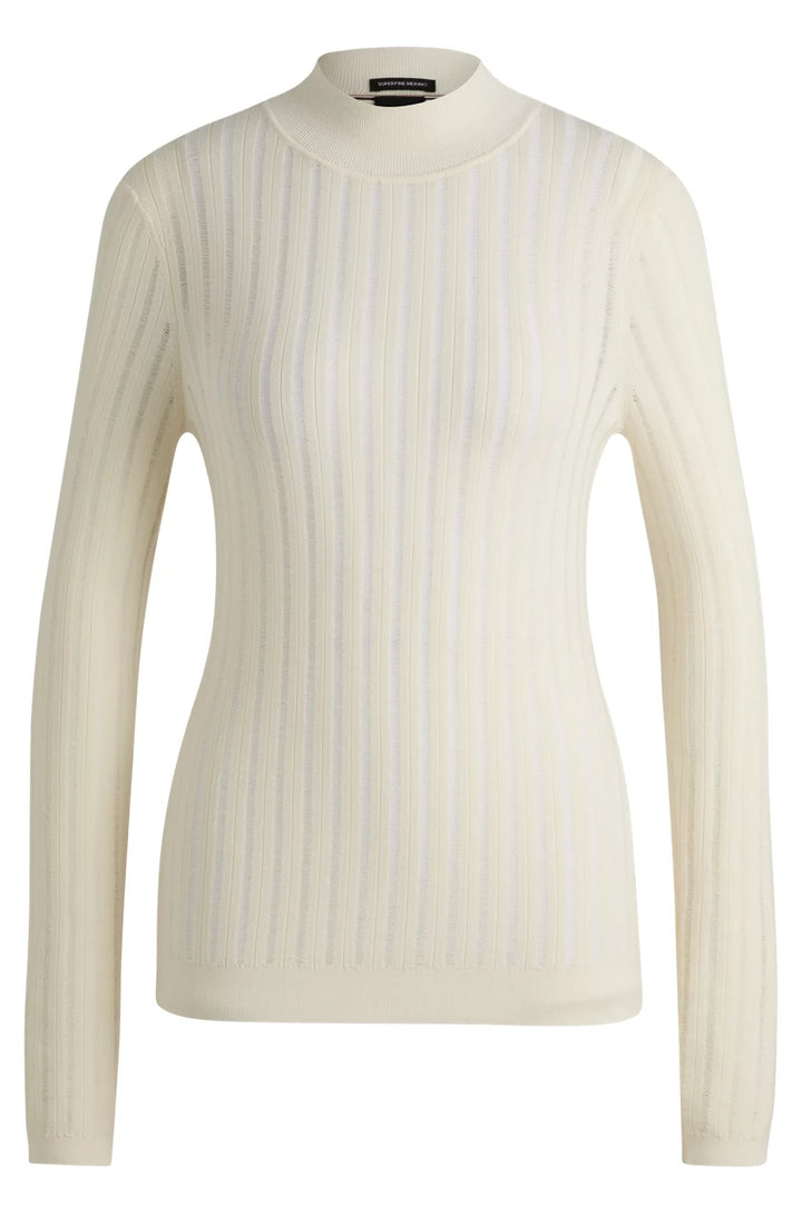 BOSS WOOL SWEATER WITH STRUCTURED STRIPES