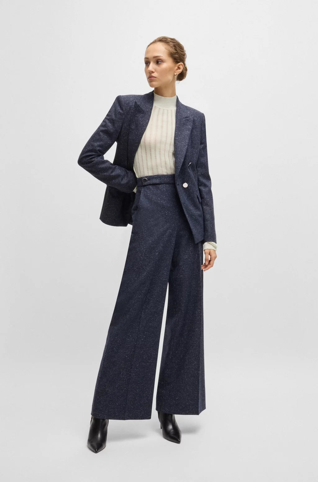 BOSS WOOL SWEATER WITH STRUCTURED STRIPES