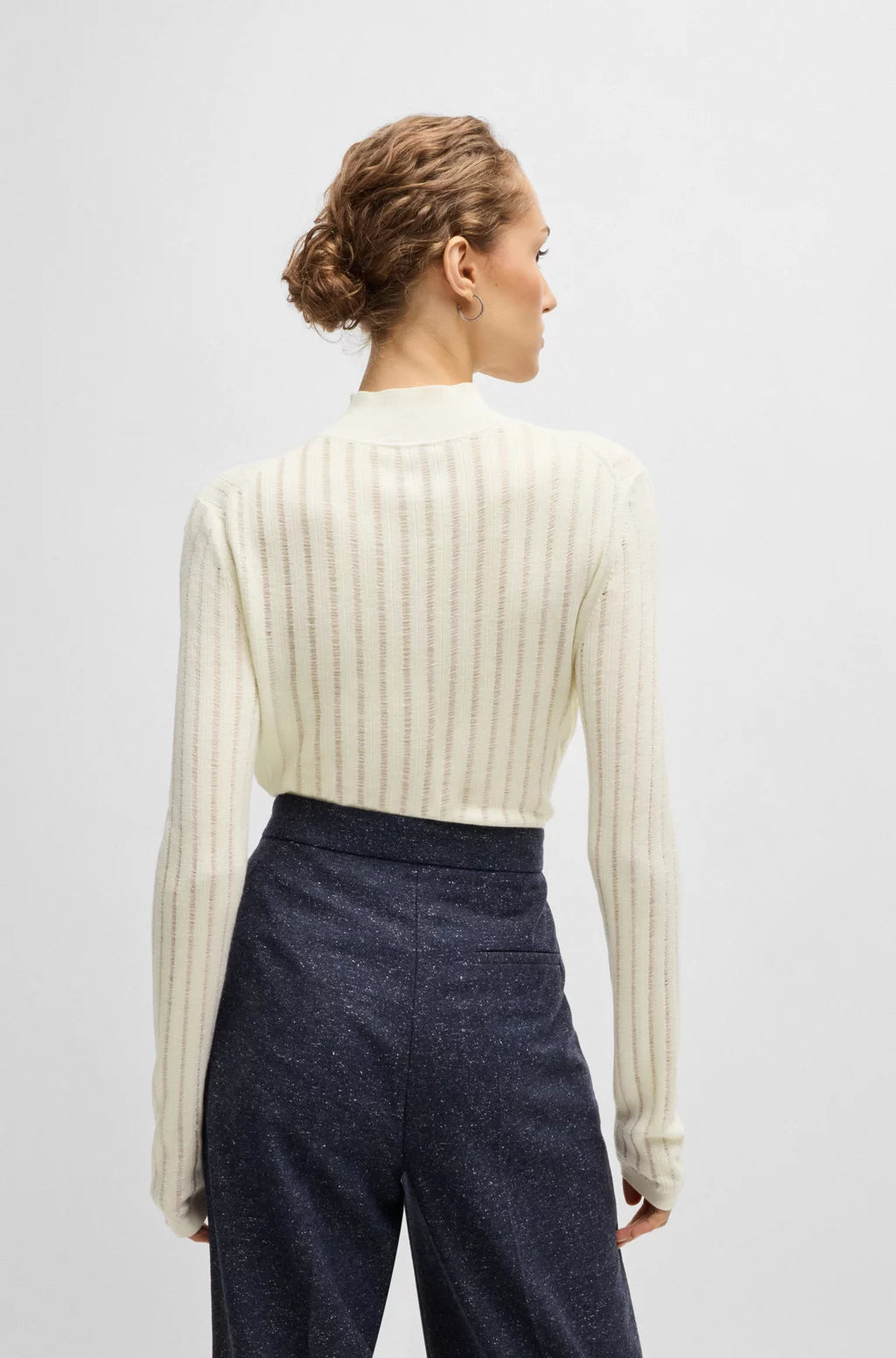 BOSS WOOL SWEATER WITH STRUCTURED STRIPES