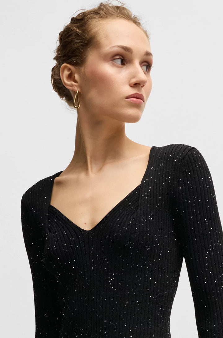 BOSS LONG-SLEEVED KNITTED DRESS WITH SEQUIN EMBELLISHMENTS