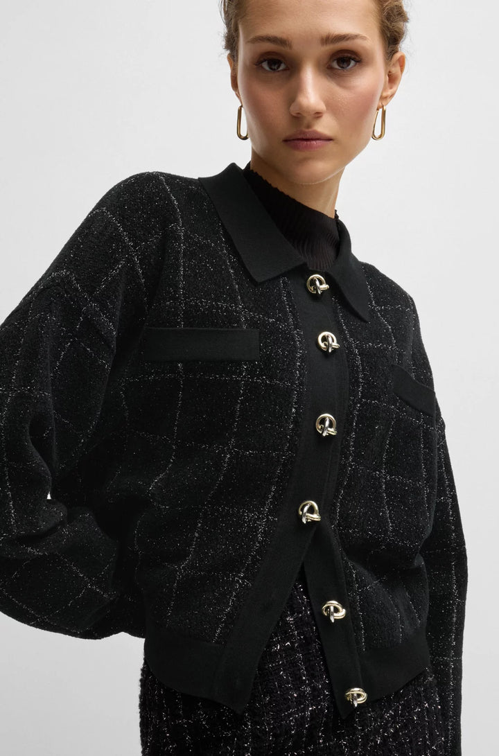 BOSS CROPPED JACKET IN SPARKLE TWEED WITH FEATURE BUTTONS