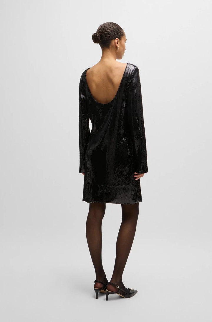 BOSS LONG-SLEEVED SEQUINNED DRESS