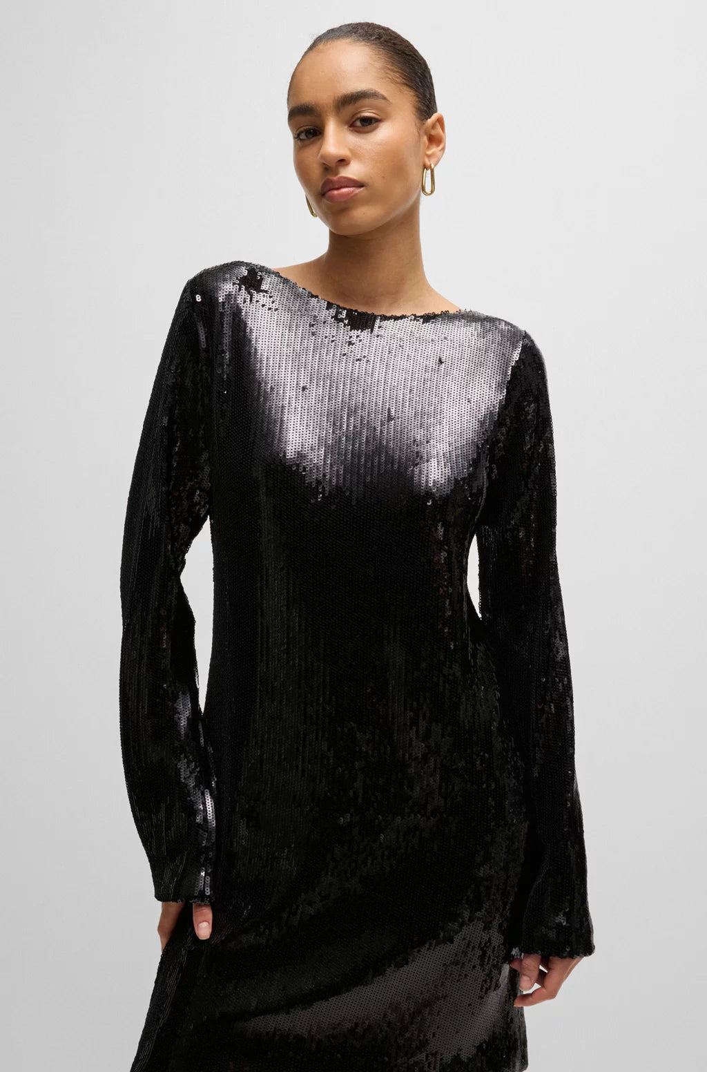 BOSS LONG-SLEEVED SEQUINNED DRESS