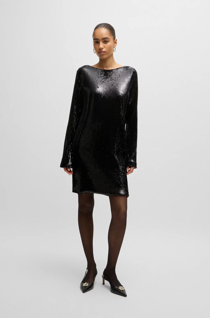 BOSS LONG-SLEEVED SEQUINNED DRESS