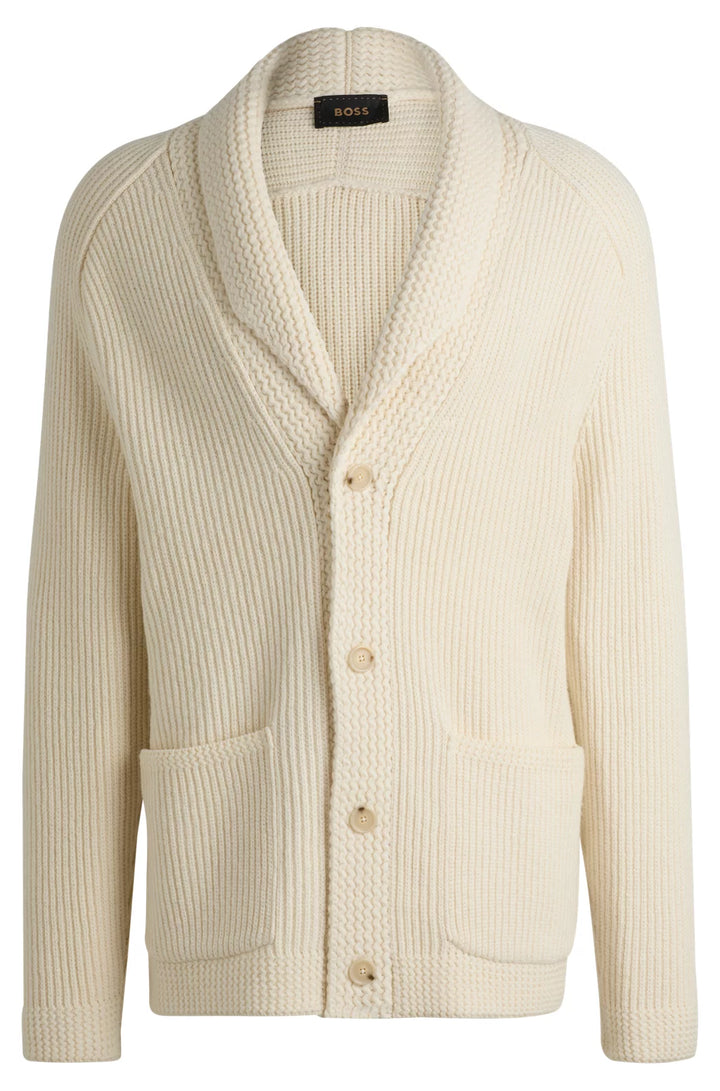 BOSS Regular-fit cardigan in wool, cashmere and silk