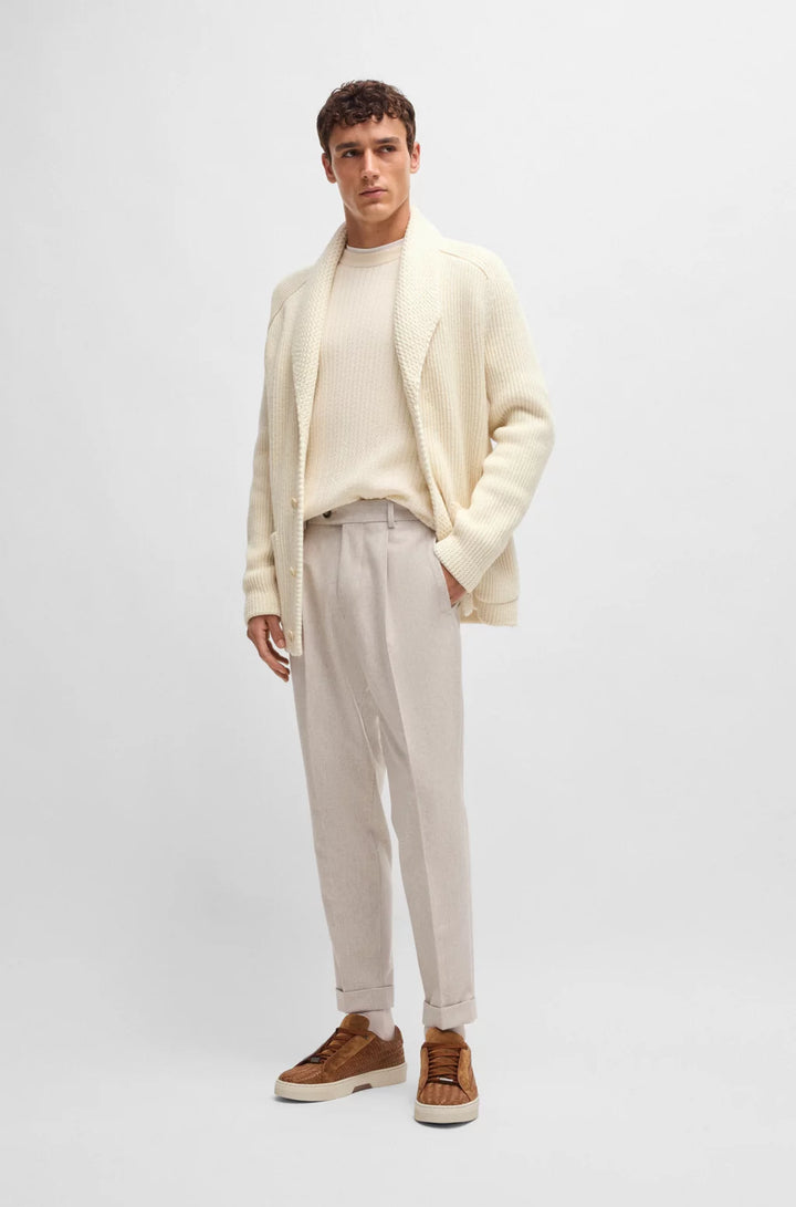 BOSS Regular-fit cardigan in wool, cashmere and silk