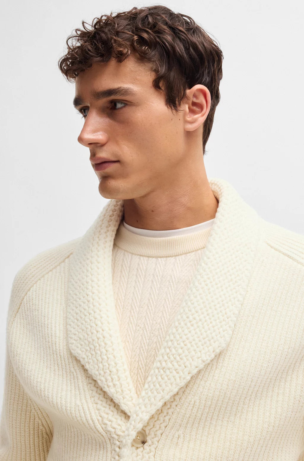 BOSS Regular-fit cardigan in wool, cashmere and silk