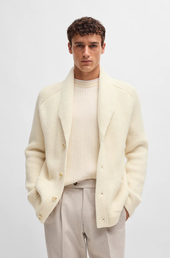BOSS Regular-fit cardigan in wool, cashmere and silk