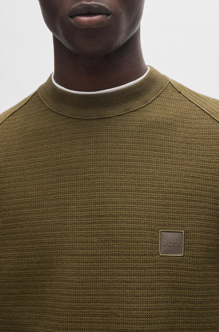 BOSS Regular-fit sweater in cotton and cashmere
