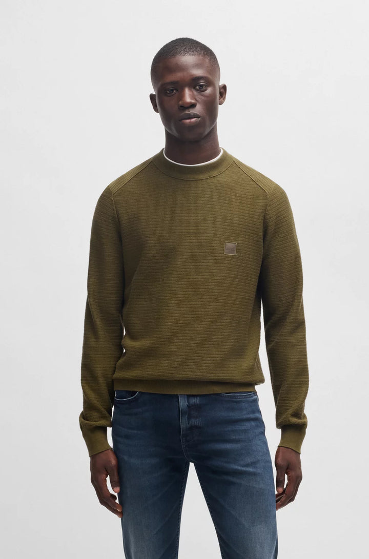 BOSS Regular-fit sweater in cotton and cashmere