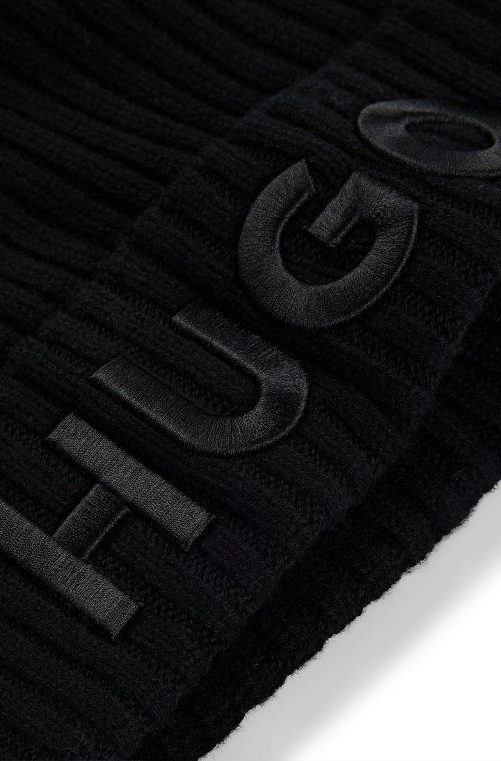 Hugo Wool beanie hat with logo detail