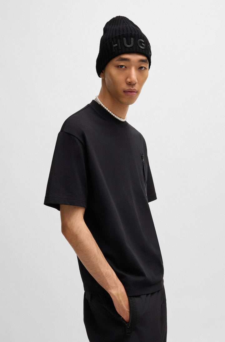 Hugo Wool beanie hat with logo detail