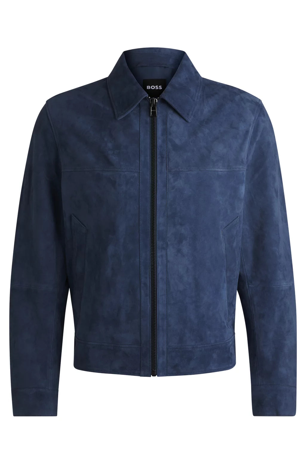BOSS Regular-fit jacket in soft suede with zip front