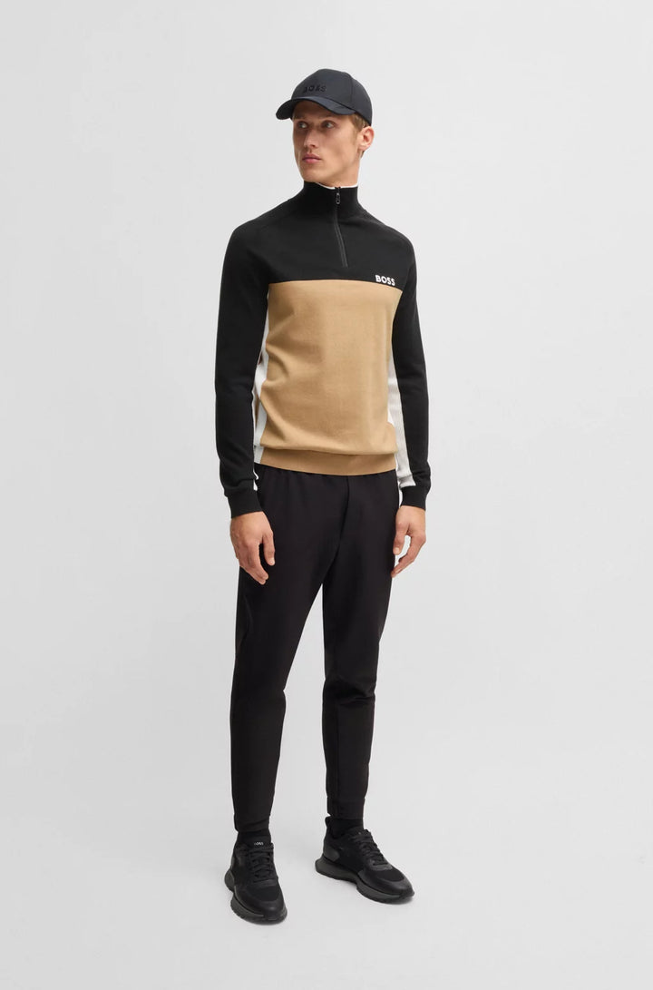 BOSS Regular-fit sweater with color-blocking