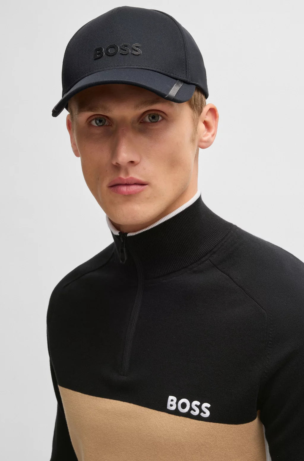 BOSS Regular-fit sweater with color-blocking