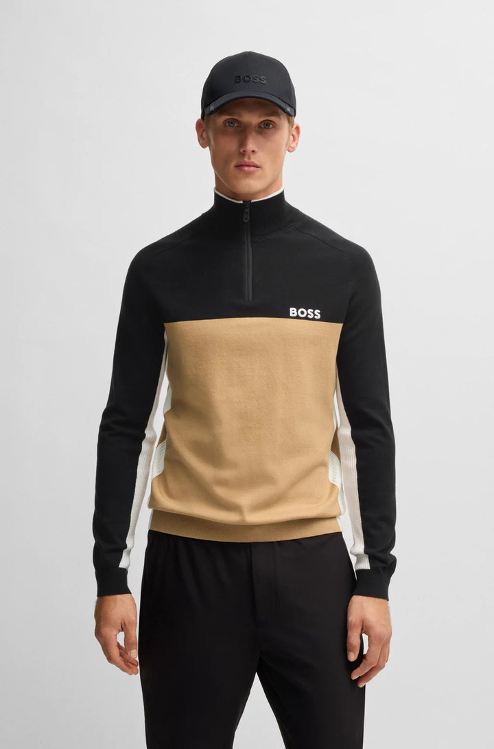 BOSS Regular-fit sweater with color-blocking