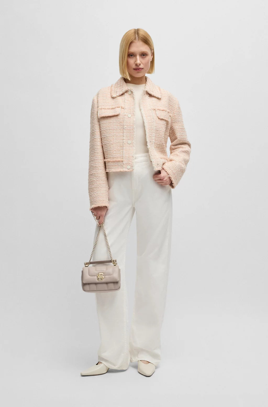BOSS QUILTED SHOULDER BAG WITH DOUBLE B MONOGRAM TRIM