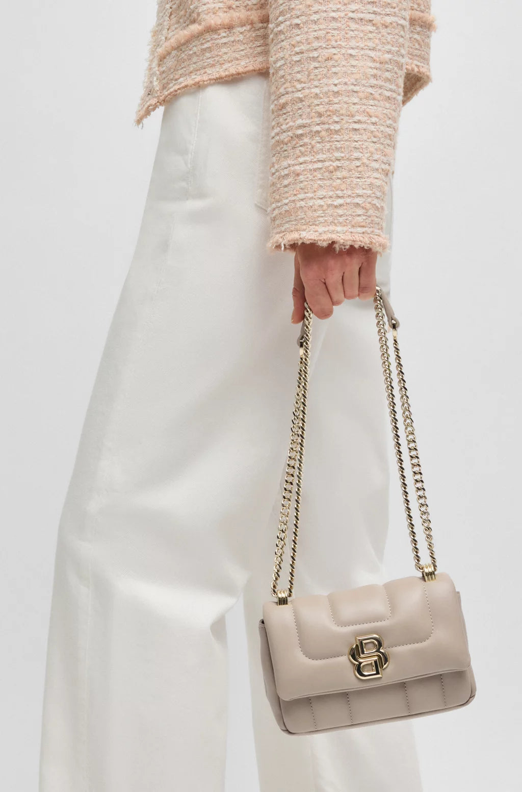 BOSS QUILTED SHOULDER BAG WITH DOUBLE B MONOGRAM TRIM