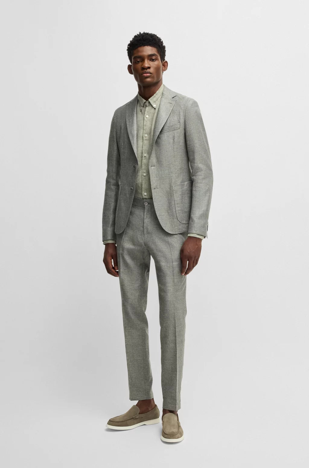 BOSS REGULAR-FIT BUTTON-DOWN SHIRT IN LINEN