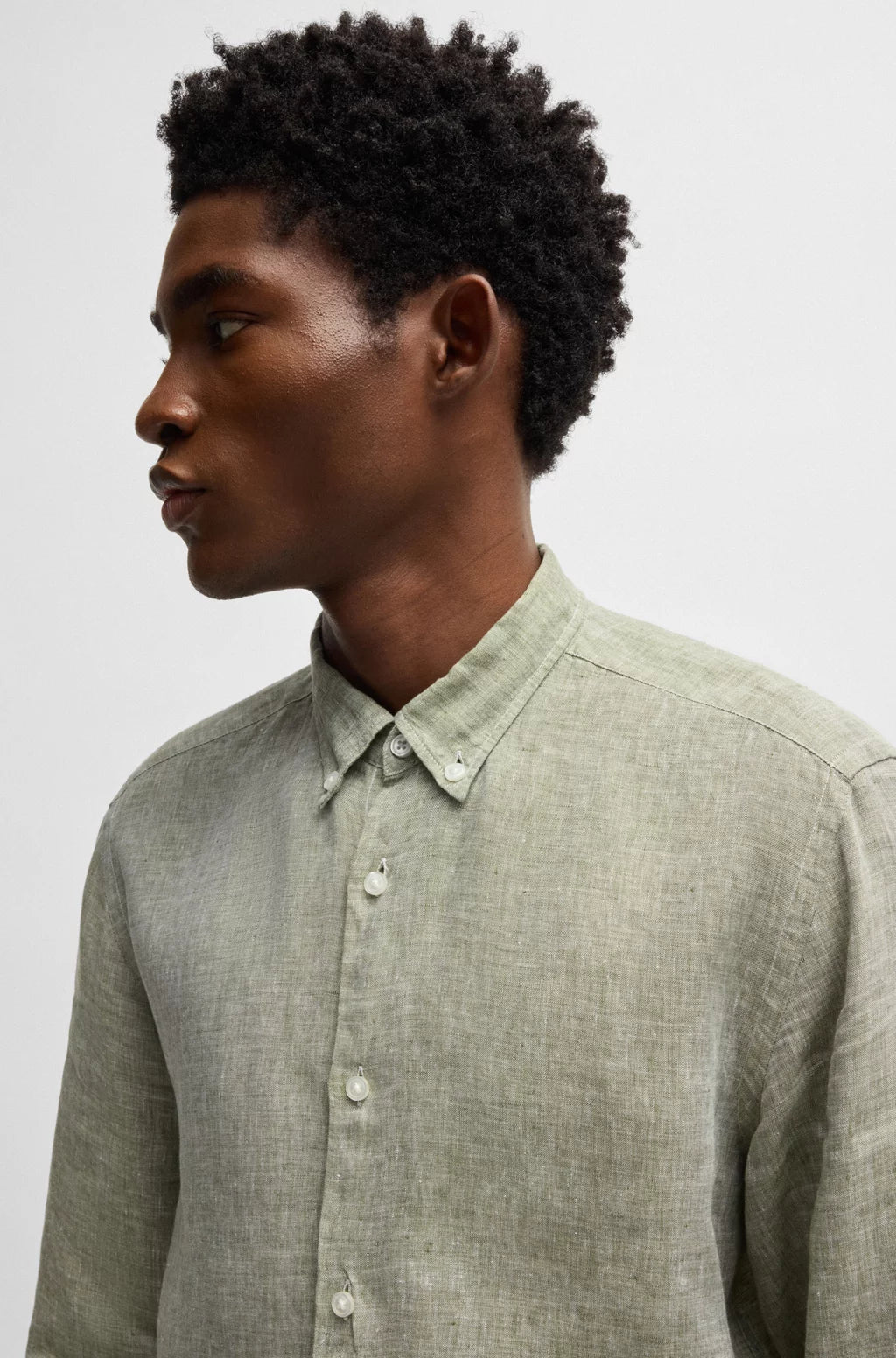 BOSS REGULAR-FIT BUTTON-DOWN SHIRT IN LINEN