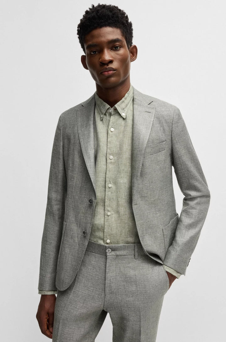 BOSS REGULAR-FIT BUTTON-DOWN SHIRT IN LINEN