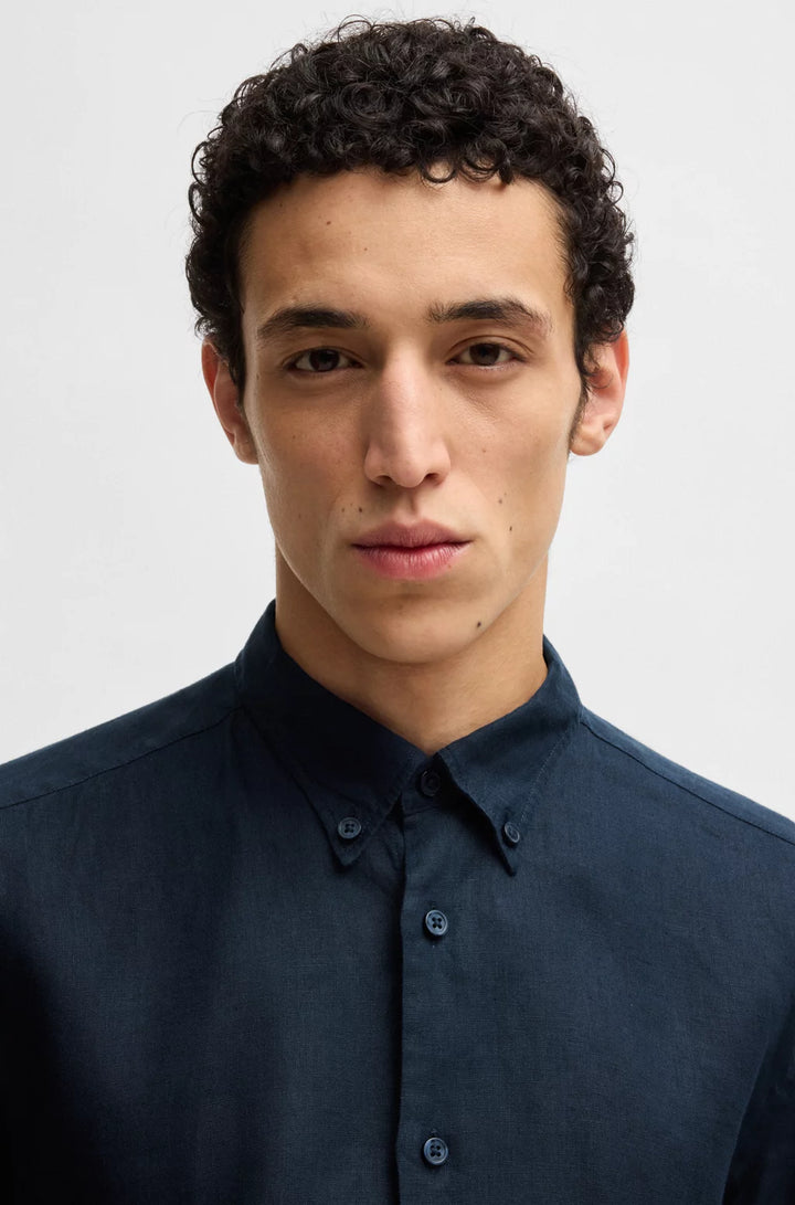 BOSS REGULAR-FIT BUTTON-DOWN SHIRT IN LINEN