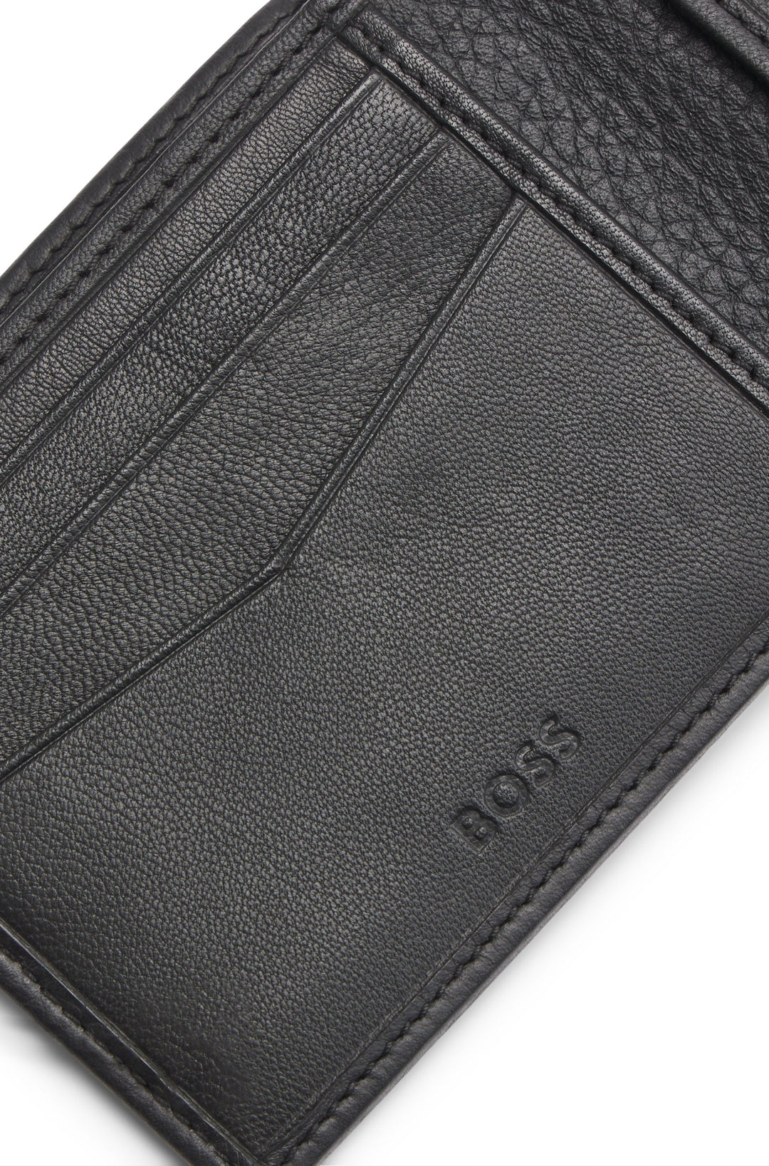 Boss Italian-leather card holder with logo lettering