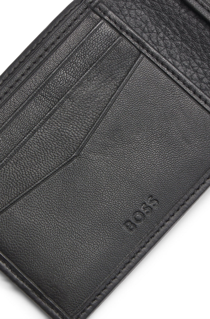 Boss Italian-leather card holder with logo lettering