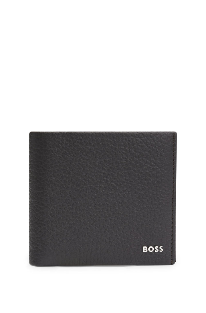 Boss Grained-leather wallet with logo lettering