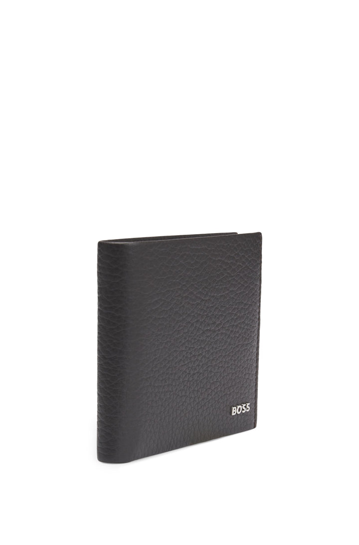 Boss Grained-leather wallet with logo lettering