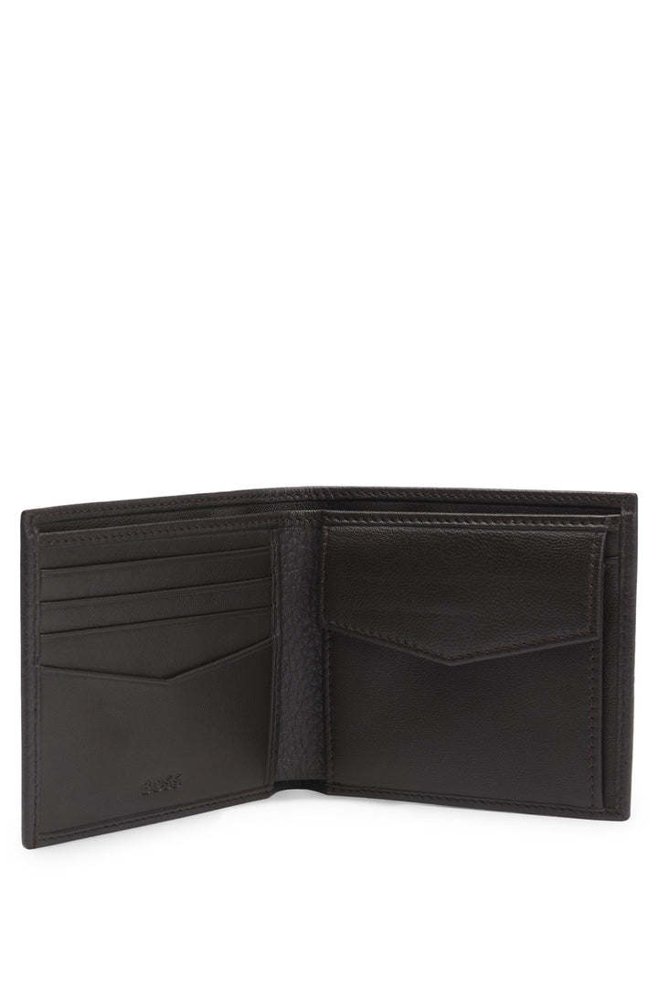 Boss Grained-leather wallet with logo lettering