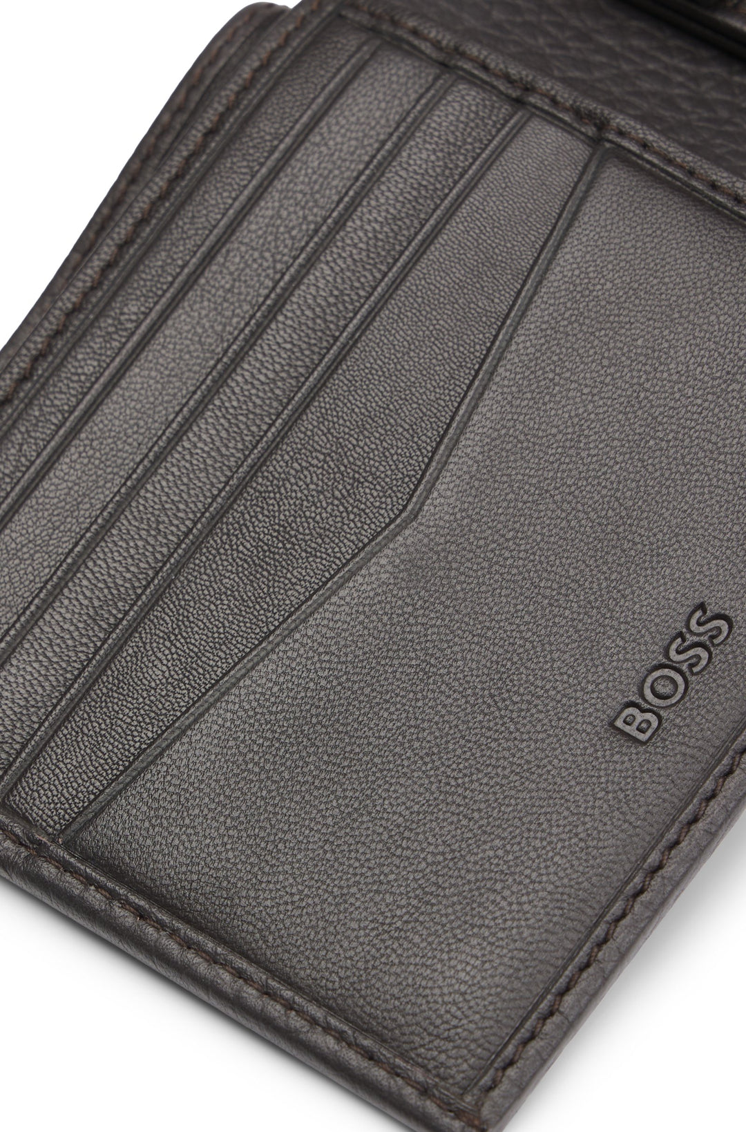 Boss Grained-leather wallet with logo lettering