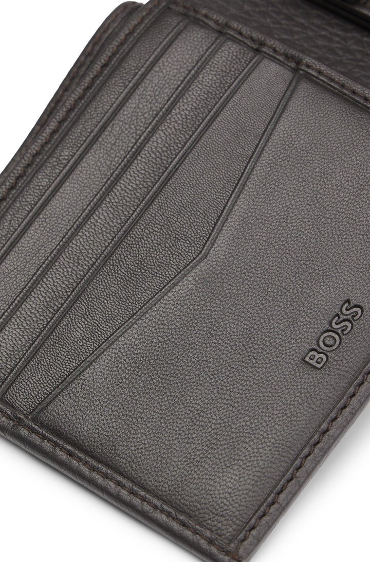 Boss Grained-leather wallet with logo lettering