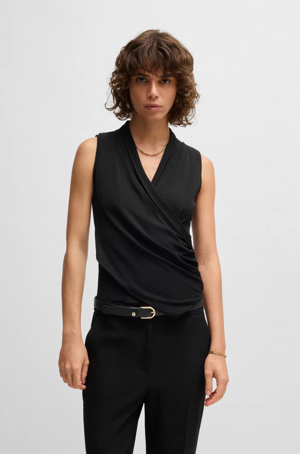 BOSS GRAINED-LEATHER BELT WITH DOUBLE B MONOGRAM