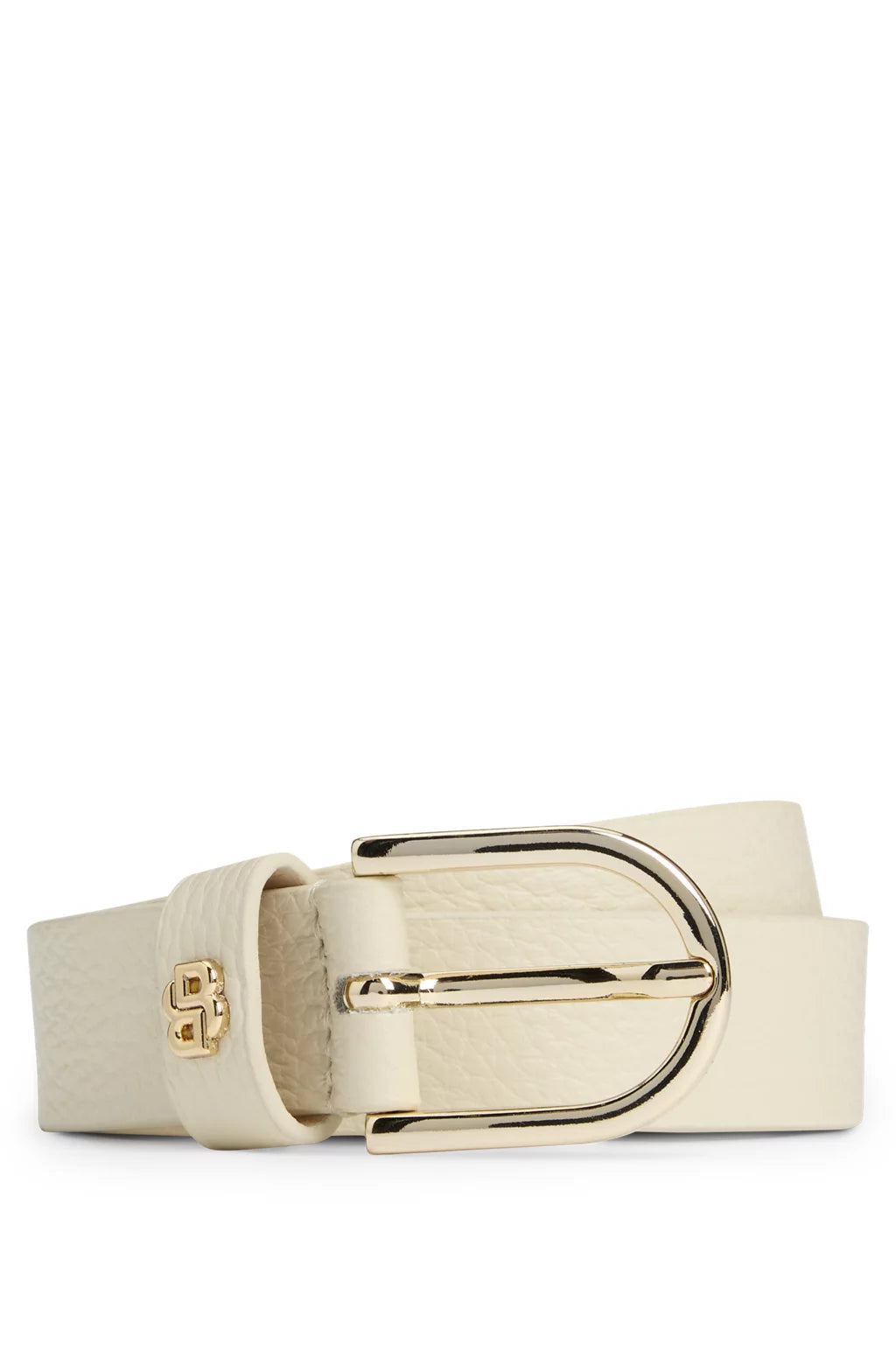 BOSS GRAINED-LEATHER BELT WITH DOUBLE B MONOGRAM