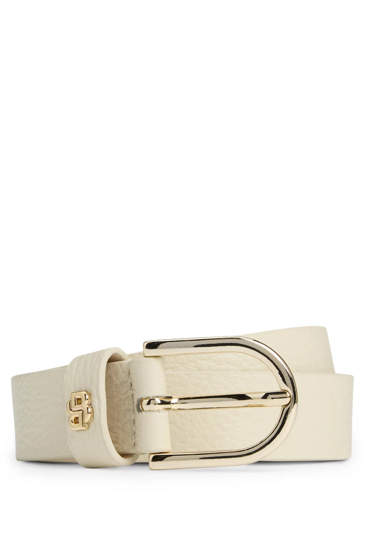 BOSS GRAINED-LEATHER BELT WITH DOUBLE B MONOGRAM